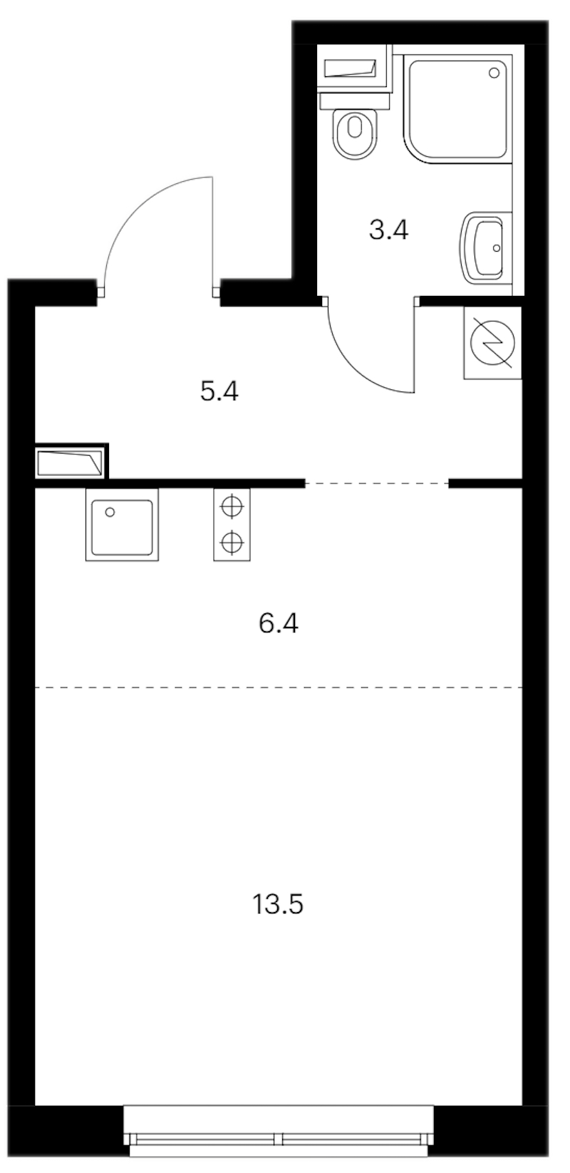 Квартира студия 28.7 м², 7/12 эт., ЖК «Шкиперский 19»